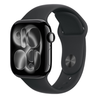 Apple Watch Series 11 42mm Jet Black aluminium case with S/M Black sport band