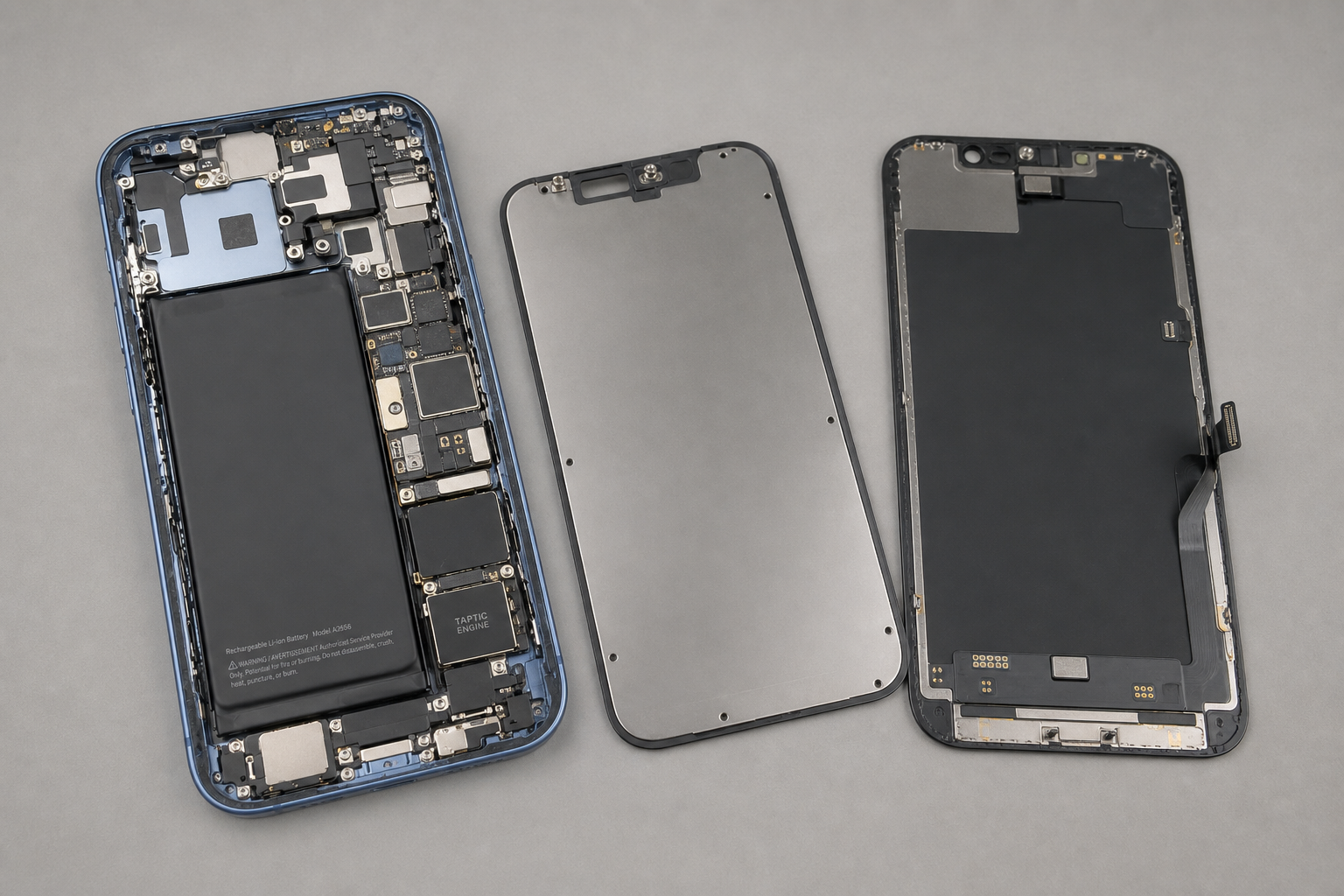 Сравнение рабочего дисплея iPhone и муляжа без электроники